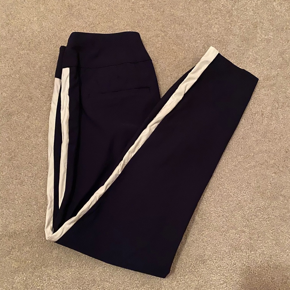Navy Blue Dress Pants With White Side Stripe